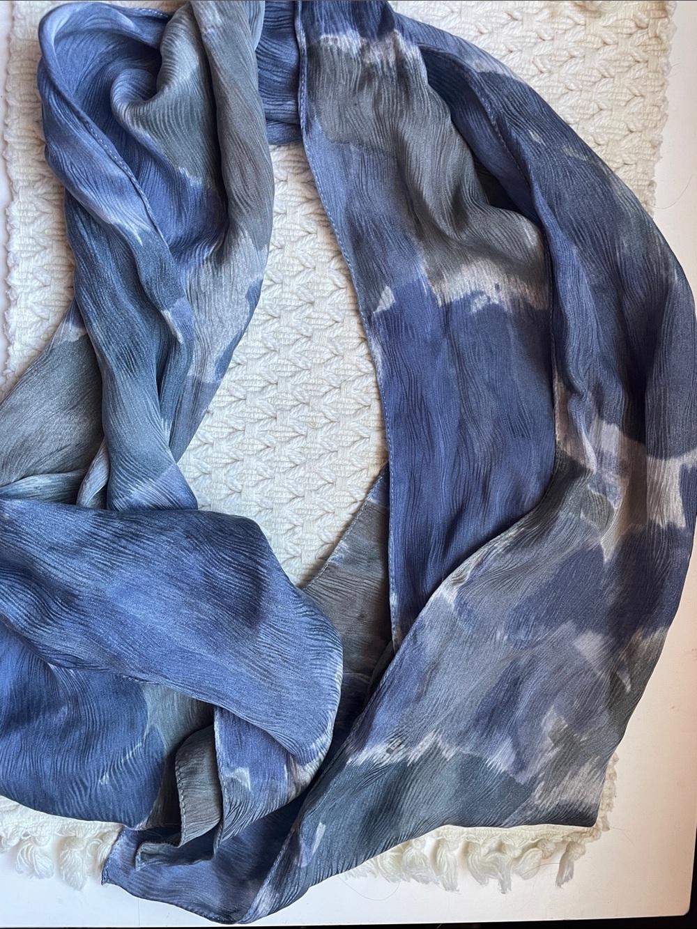 VTG SILK JACQUARD SCARF WATERCOLOR